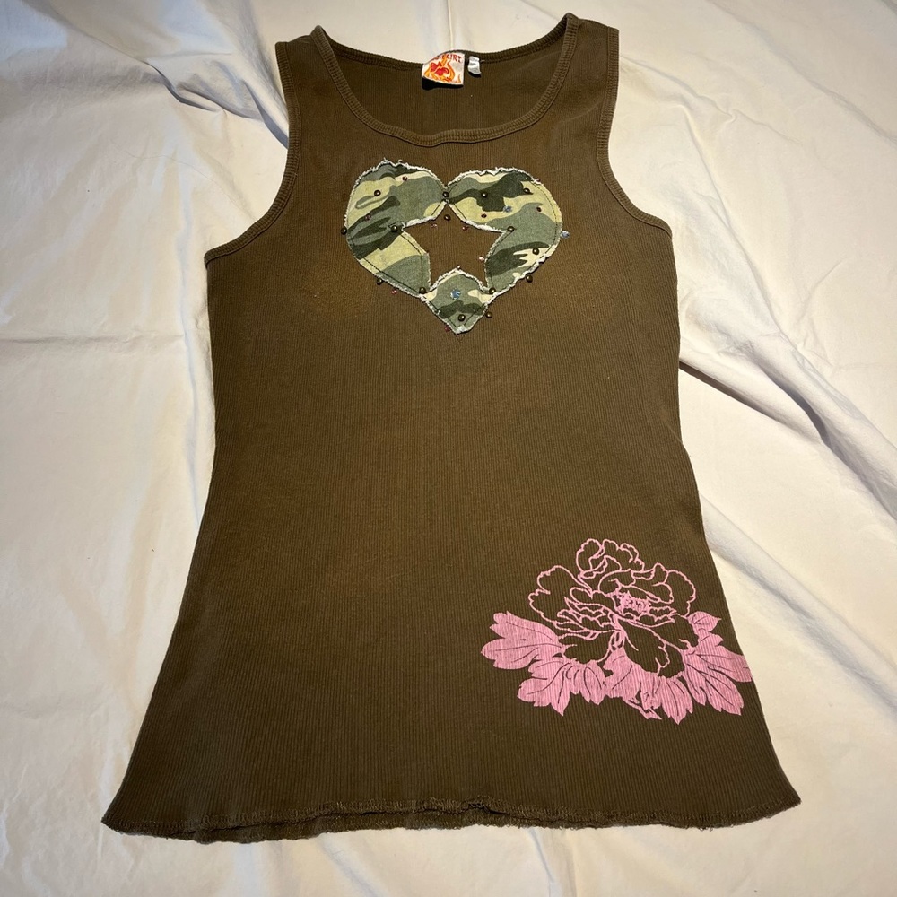 Big Flirt Vintage Y2K Army Green Tank Top